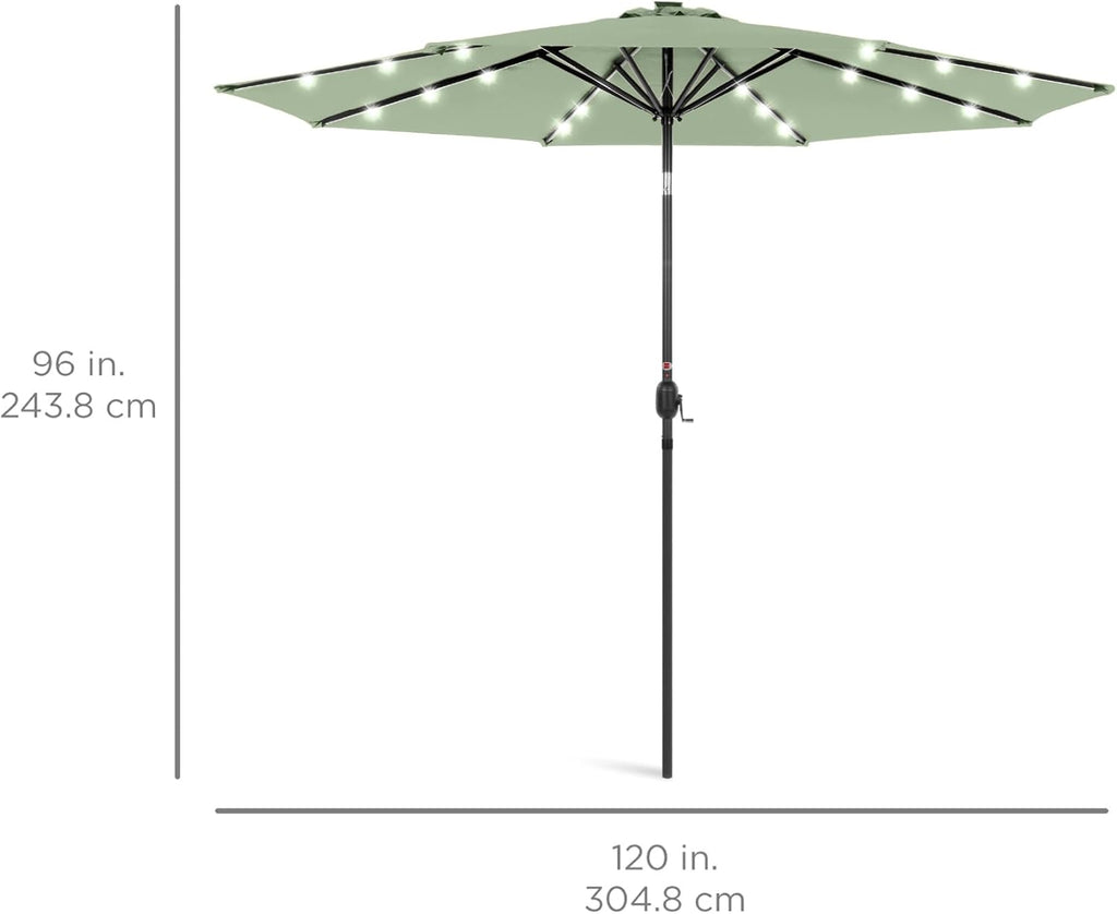 Best Choice Products - Paraguas solar de poliéster con iluminación LED con ajuste de inclinación y tela resistente a los rayos UV