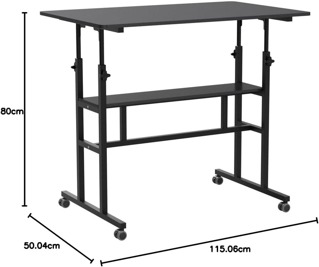 computadora móvil de pie, computadora ajustable para computadora portátil con ruedas para oficina en casa, estación de trabajo para computadora, mesa alta portátil para estar de pie o sentado,