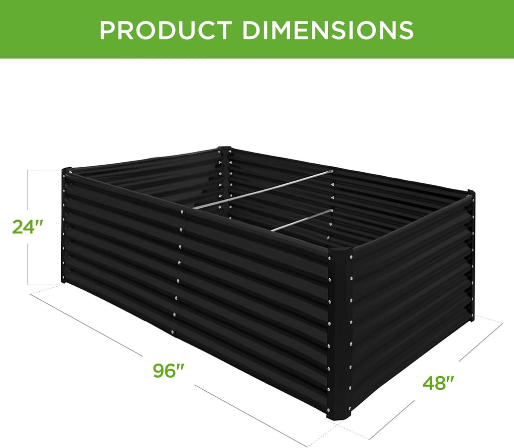 Best Choice Products - Cama de jardín elevada de metal para exteriores, de 8 x 4 x 2 pies, caja para macetas de raíces profundas para verduras, flores, hierbas y suculentas con capacidad de 478