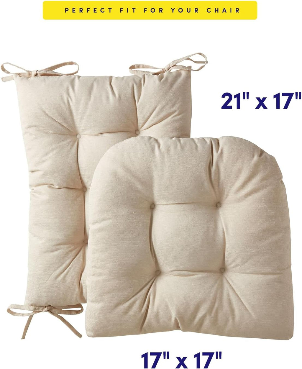 Sweet Home Collection - Juego de Cojines para Silla Mecedora de Alta Calidad, Antideslizantes, Parte Superior e Inferior con Corbatas, 1 Unidad (Paquete de 1), Lino