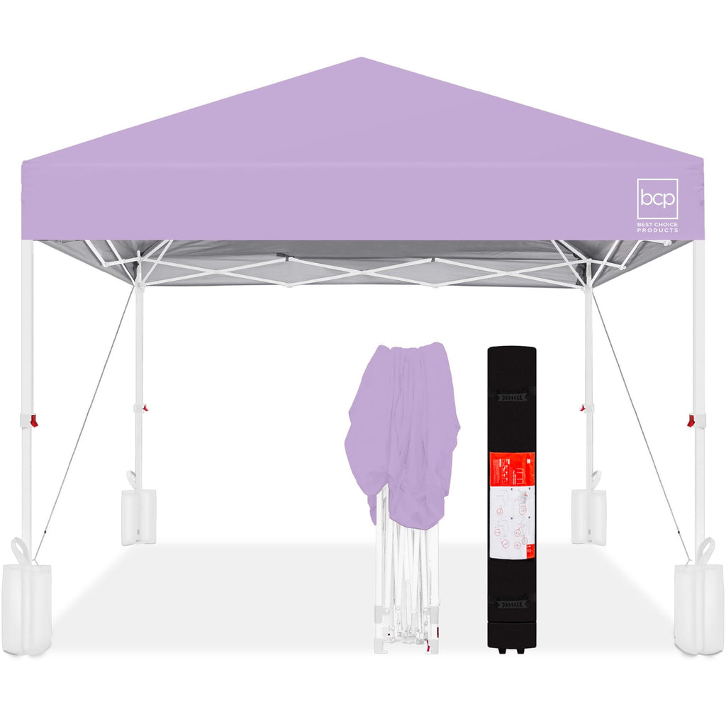 Best Choice Products - Tienda de campaña desplegable de 8 x 8 pies para 1 persona, refugio portátil instantáneo con empuje de 1 botón, estuche, 4 bolsas de peso, color rosa intenso
