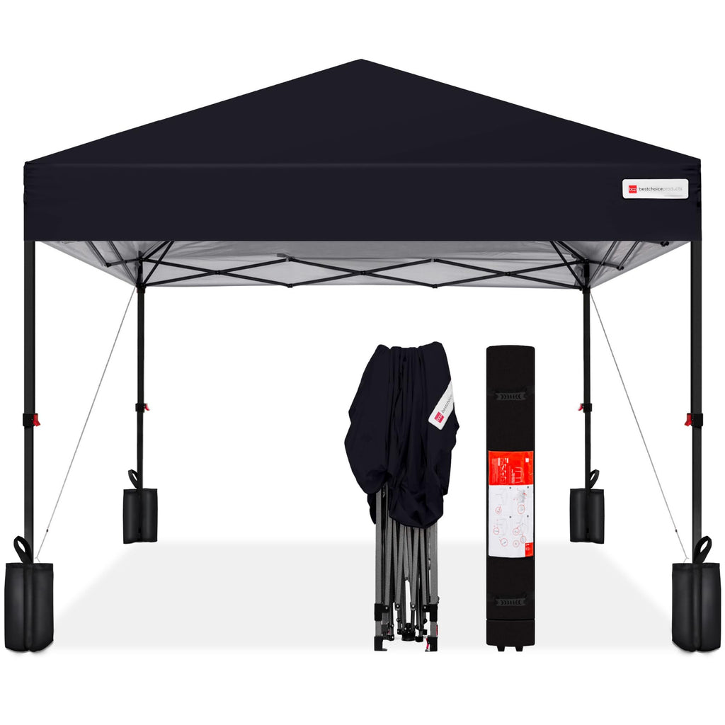 Best Choice Products - Tienda de campaña desplegable de 8 x 8 pies para 1 persona, refugio portátil instantáneo con empuje de 1 botón, estuche, 4 bolsas de peso, color café