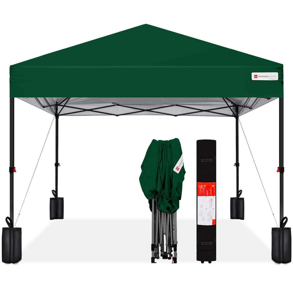 Best Choice Products - Tienda de campaña desplegable de 8 x 8 pies para 1 persona, refugio portátil instantáneo con empuje de 1 botón, estuche, 4 bolsas de peso, color plateado
