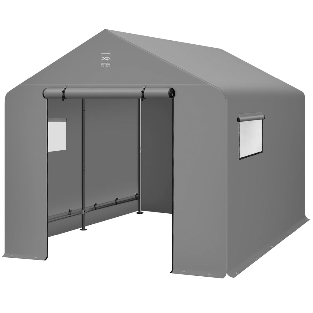 Best Choice Products - Cobertizo de almacenamiento para exteriores de 10 x 8 pies, cochera, refugio de toldo, puertas y ventanas duales, marco de metal, resistente a la intemperie, perfecto para