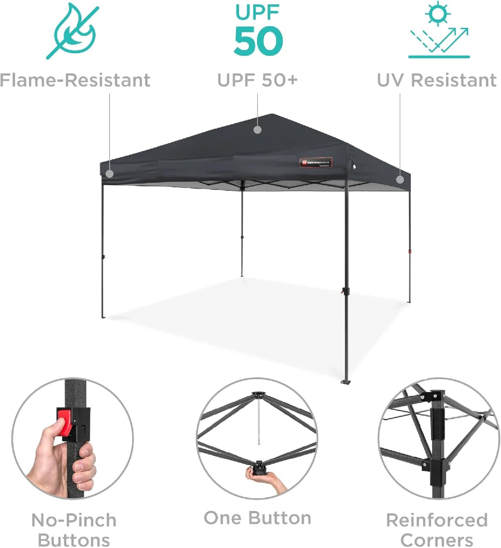 Best Choice Products - Tienda de campaña desplegable de 8 x 8 pies para 1 persona, refugio portátil instantáneo con empuje de 1 botón, estuche, 4 bolsas de peso, color gris