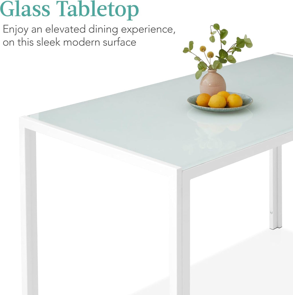 Best Choice Products - Juego de comedor de vidrio de 7 piezas, muebles modernos de mesa de cocina para comedor, comedor, comedor, compacto ahorro de espacio con mesa de vidrio, 6 sillas tapizadas de