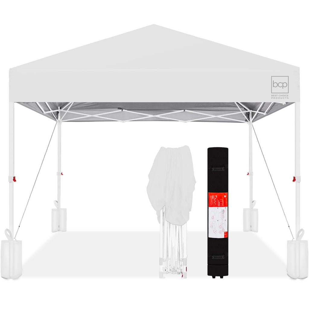 Best Choice Products - Tienda de campaña desplegable de 8 x 8 pies para 1 persona, refugio portátil instantáneo con empuje de 1 botón, estuche, 4 bolsas de peso, color rosa intenso