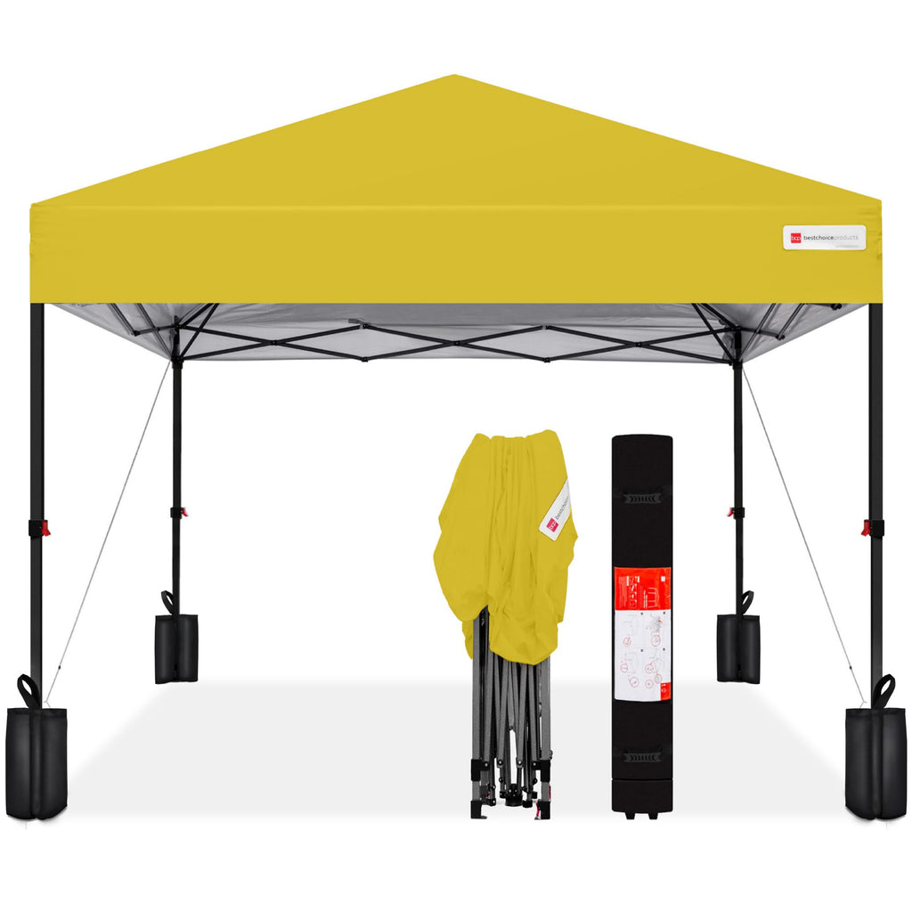 Best Choice Products - Tienda de campaña desplegable de 8 x 8 pies para 1 persona, refugio portátil instantáneo con empuje de 1 botón, estuche, 4 bolsas de peso, color café