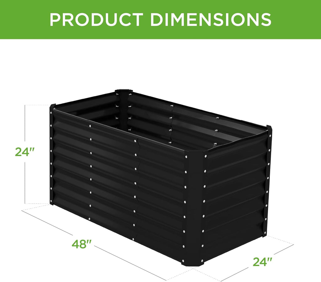 Best Choice Products - Cama de jardín elevada de metal para exteriores, de 4 x 2 x 2 pies, caja de maceta profunda para verduras, flores, hierbas con capacidad de 119 galones, color negro