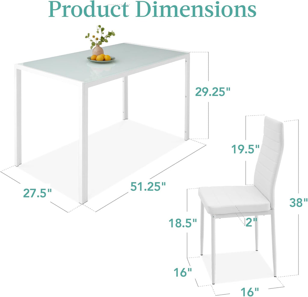 Best Choice Products - Juego de comedor de vidrio de 7 piezas, muebles modernos de mesa de cocina para comedor, comedor, comedor, compacto ahorro de espacio con mesa de vidrio, 6 sillas tapizadas de