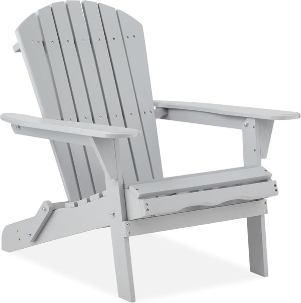 Best Choice Products - Silla plegable Adirondack para exteriores, muebles de madera, sillas de salón para patio, jardín, patio con capacidad de peso de 350 libras, color gris pizarrón