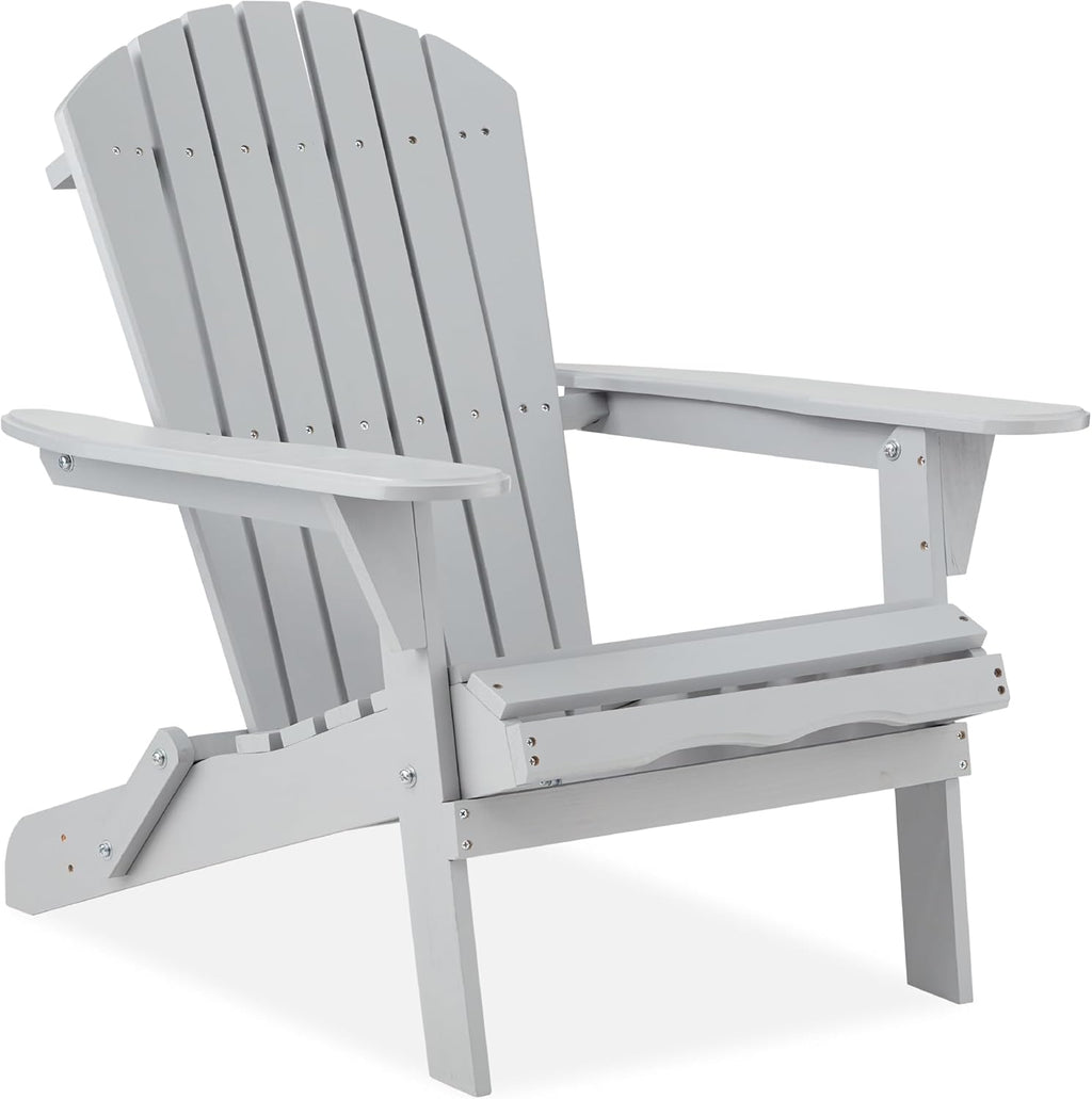 Best Choice Products - Silla plegable Adirondack para exteriores, muebles de madera, sillas de salón para patio, jardín, patio con capacidad de peso de 350 libras, color gris pizarrón