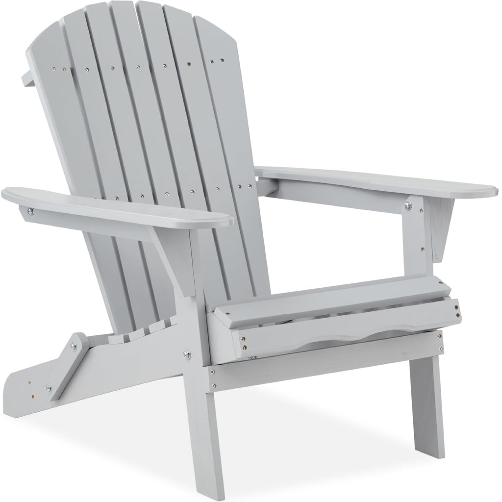 Best Choice Products - Silla plegable Adirondack para exteriores, muebles de madera, sillas de salón para patio, jardín, patio con capacidad de peso de 350 libras, color gris pizarrón