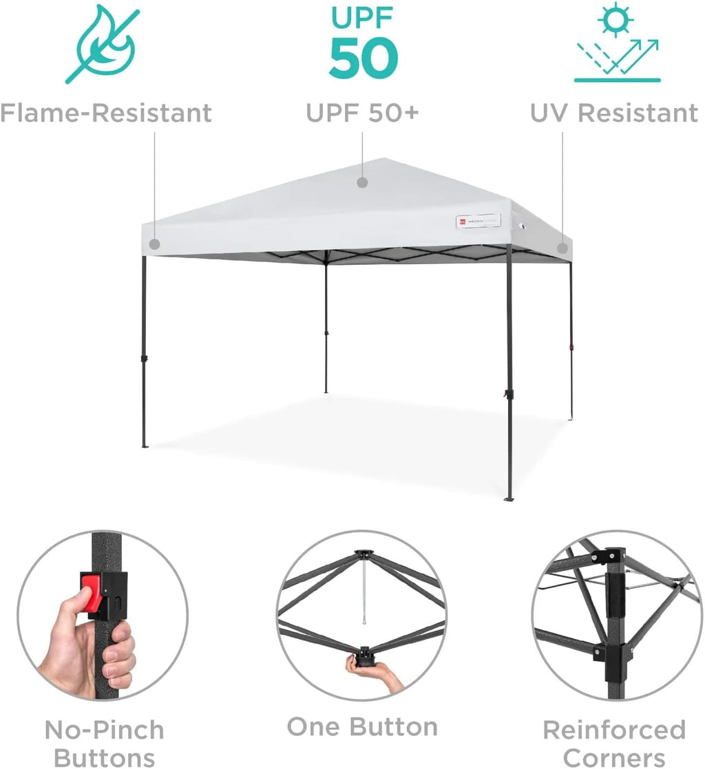 Best Choice Products - Tienda de campaña desplegable de 8 x 8 pies para 1 persona, refugio portátil instantáneo con empuje de 1 botón, estuche, 4 bolsas de peso, color blanco