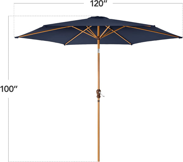 Best Choice Products - Paraguas de acero de poliéster para exteriores de 10 pies con manivela, botón de empuje fácil, inclinación, compatible con mesa