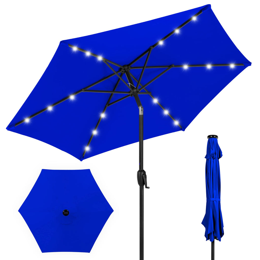 Best Choice Products - Paraguas solar de poliéster con iluminación LED con ajuste de inclinación y tela resistente a los rayos UV