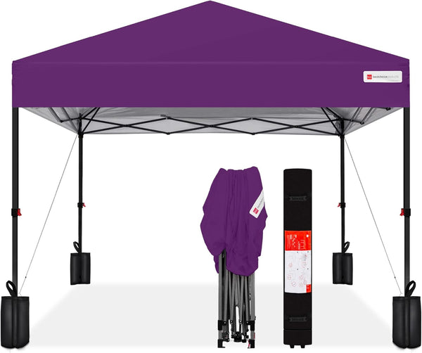 Best Choice Products - Tienda de campaña desplegable de 8 x 8 pies para 1 persona, refugio portátil instantáneo con empuje de 1 botón, estuche, 4 bolsas de peso, color morado amatista