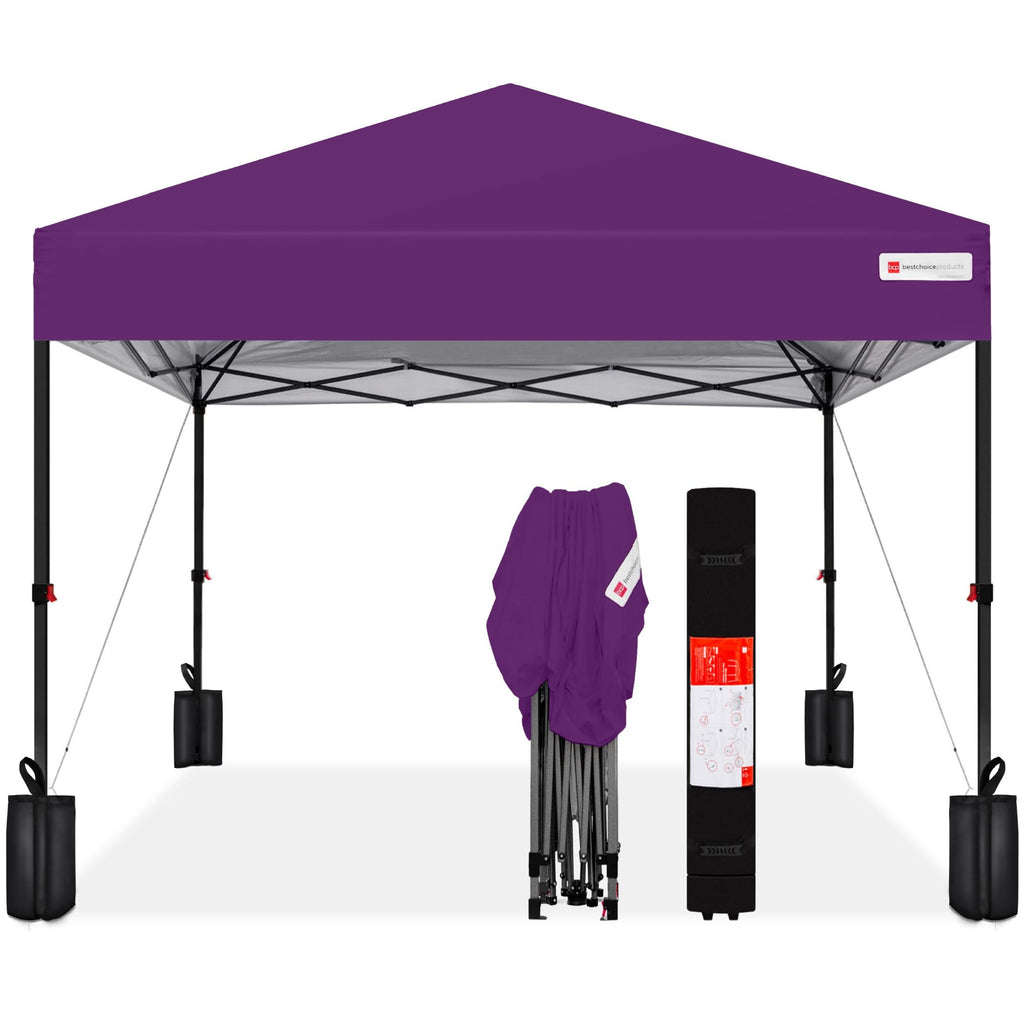 Best Choice Products - Tienda de campaña desplegable de 8 x 8 pies para 1 persona, refugio portátil instantáneo con empuje de 1 botón, estuche, 4 bolsas de peso, color plateado