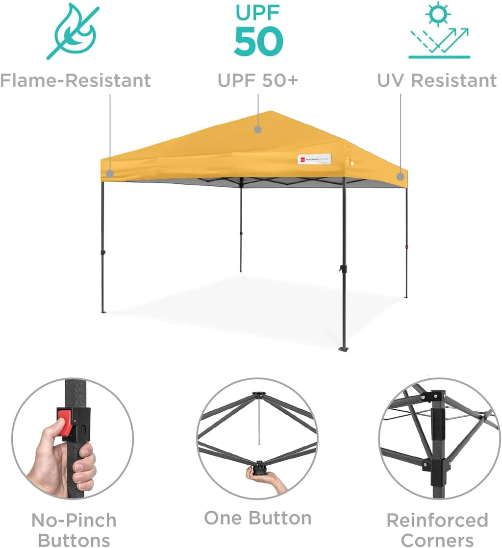 Best Choice Products - Tienda de campaña desplegable de 8 x 8 pies para 1 persona, refugio portátil instantáneo con empuje de 1 botón, estuche, 4 bolsas de peso, caléndula