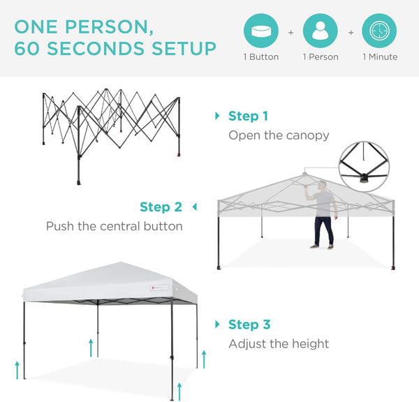Best Choice Products - Tienda de campaña desplegable de 8 x 8 pies para 1 persona, refugio portátil instantáneo con empuje de 1 botón, estuche, 4 bolsas de peso, color blanco