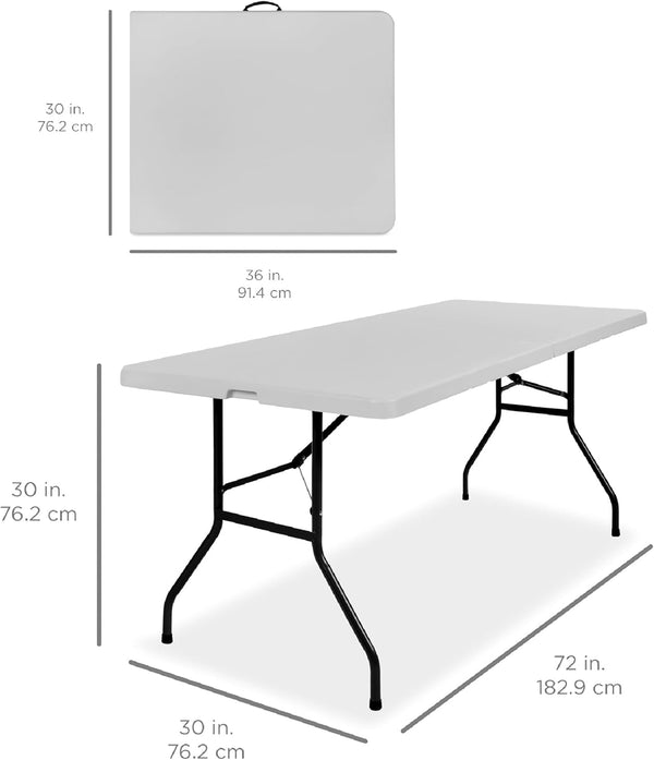 Best Choice Products - Mesa plegable de plástico de 6 pies, para interiores y exteriores, resistente, portátil, con asa, candado para picnic, fiesta, camping, color gris claro