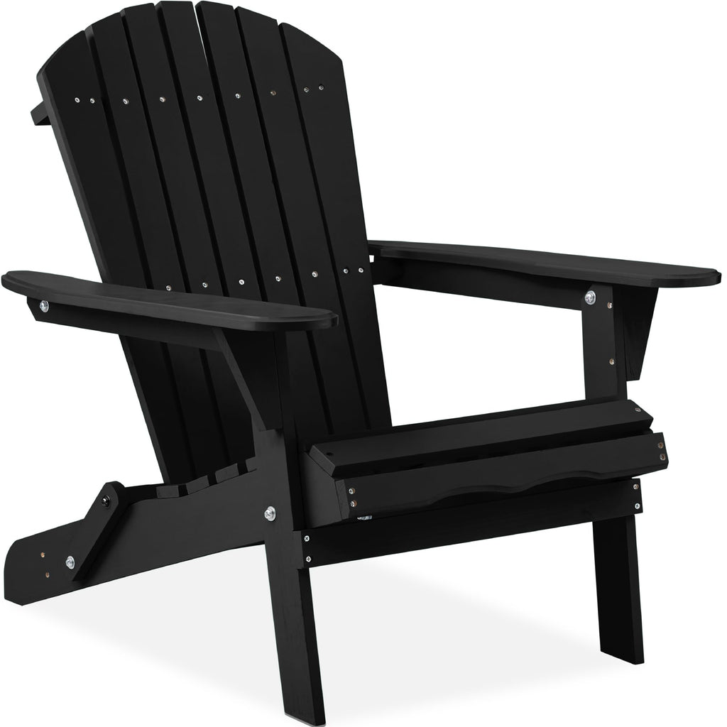 Best Choice Products - Silla plegable Adirondack para exteriores, muebles de madera, sillas de salón para patio, jardín, patio con capacidad de peso de 350 libras, color gris pizarrón
