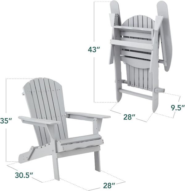 Best Choice Products - Silla plegable Adirondack para exteriores, muebles de madera, sillas de salón para patio, jardín, patio con capacidad de peso de 350 libras, color gris pizarrón