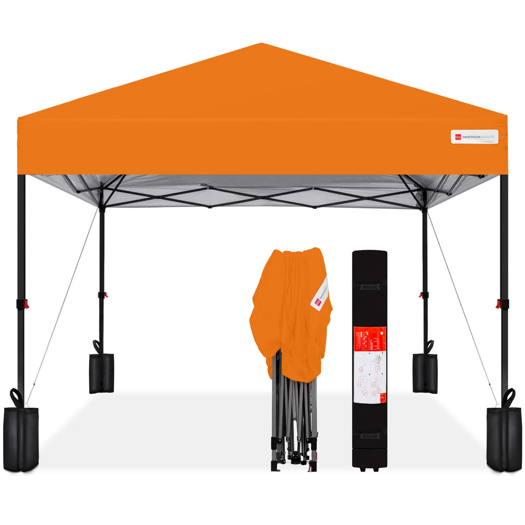 Best Choice Products - Tienda de campaña desplegable de 8 x 8 pies para 1 persona, refugio portátil instantáneo con empuje de 1 botón, estuche, 4 bolsas de peso, color café