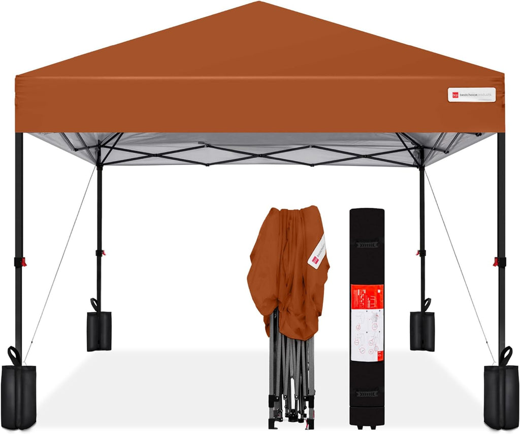Best Choice Products - Tienda de campaña desplegable de 12 x 12 pies con 1 botón, funda, 4 bolsas de peso, color óxido