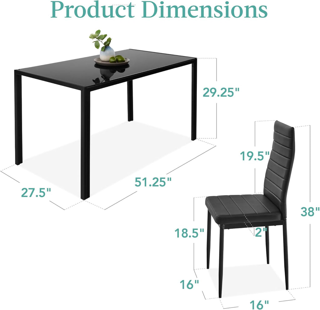 Best Choice Products - Juego de comedor de vidrio de 7 piezas, muebles modernos de mesa de cocina para comedor, comedor, comedor, compacto ahorro de espacio con mesa de vidrio, 6 sillas de poliuretano