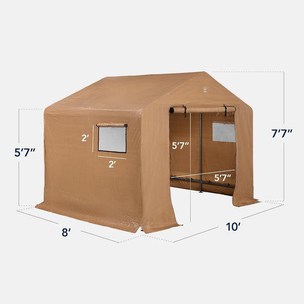 Best Choice Products - Cobertizo de almacenamiento para exteriores de 10 x 8 pies, cochera, refugio de toldo, puertas y ventanas duales, marco de metal, resistente a la intemperie, perfecto para