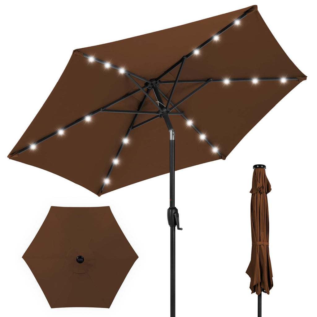 Best Choice Products - Paraguas solar de poliéster con iluminación LED con ajuste de inclinación y tela resistente a los rayos UV