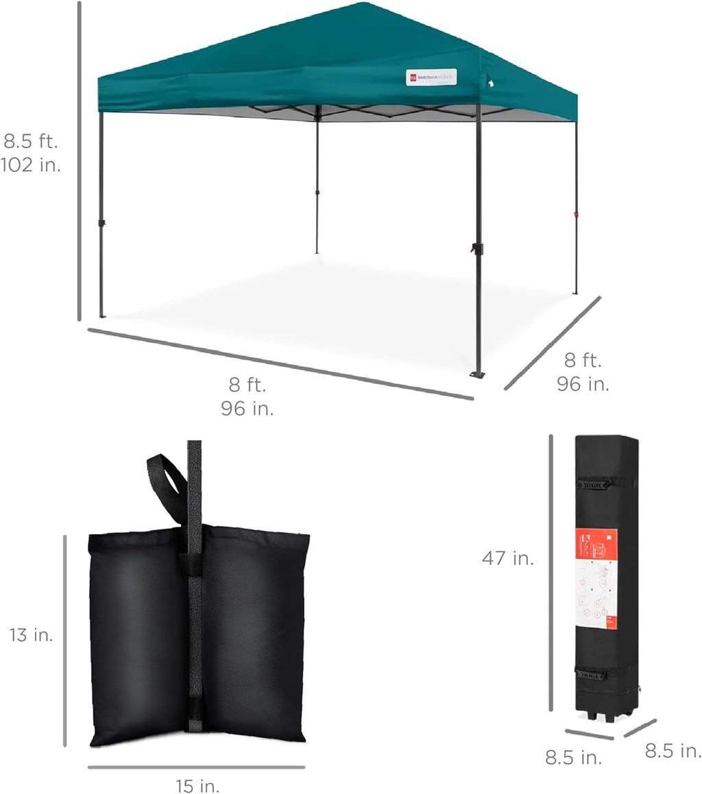 Best Choice Products - Tienda de campaña desplegable de 8 x 8 pies para 1 persona, refugio portátil instantáneo con empuje de 1 botón, estuche, 4 bolsas de peso, color cerúlean