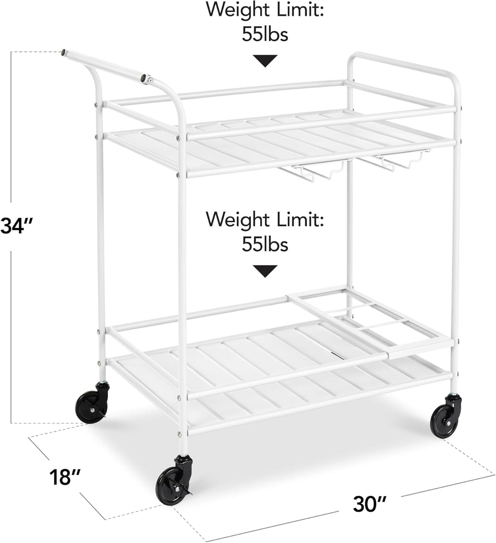 Best Choice Products - Carrito de bar móvil para exteriores, carrito de servicio de bar para el hogar, mesa auxiliar para barbacoa con almacenamiento de 2 niveles, estante para vino, ruedas con