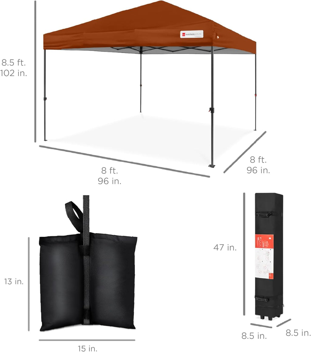 Best Choice Products - Tienda de campaña desplegable de 8 x 8 pies para 1 persona, refugio portátil instantáneo con empuje de 1 botón, estuche, 4 bolsas de peso, óxido
