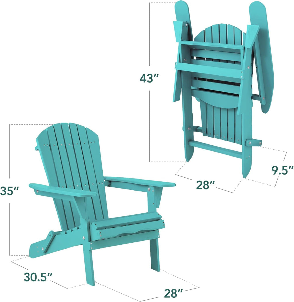 Best Choice Products - Silla plegable Adirondack para exteriores, muebles de madera, sillas de salón para patio, jardín, patio con capacidad de peso de 350 libras, color turquesa oscuro