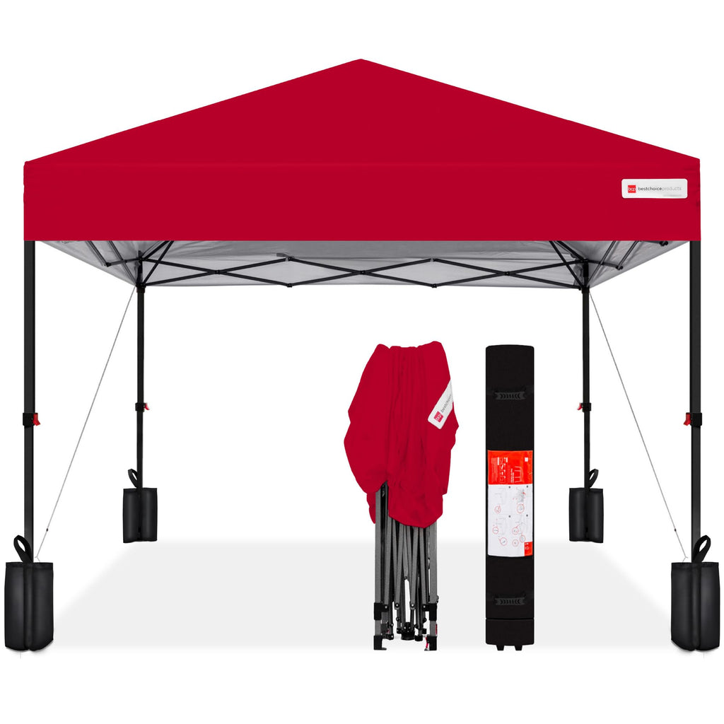 Best Choice Products - Tienda de campaña desplegable de 8 x 8 pies para 1 persona, refugio portátil instantáneo con empuje de 1 botón, estuche, 4 bolsas de peso, color plateado