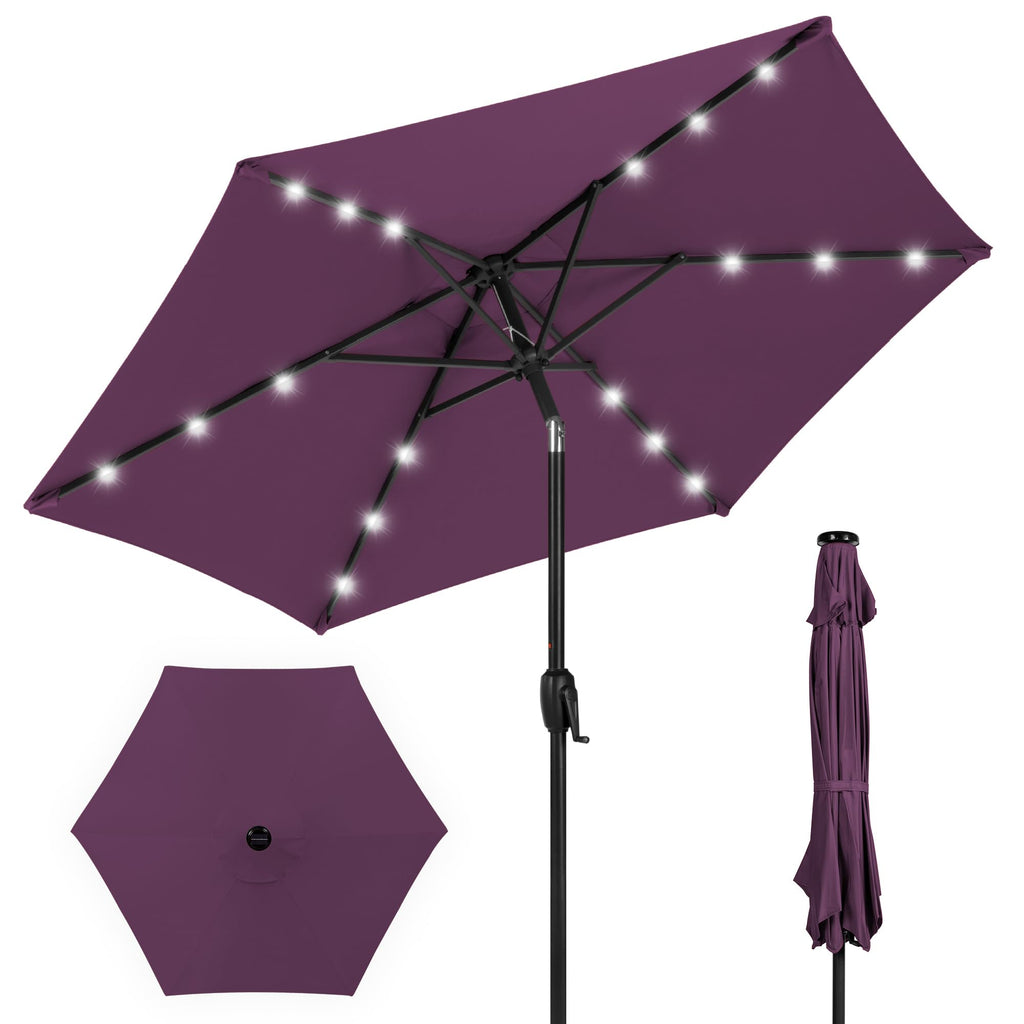 Best Choice Products - Paraguas solar de poliéster con iluminación LED con ajuste de inclinación y tela resistente a los rayos UV
