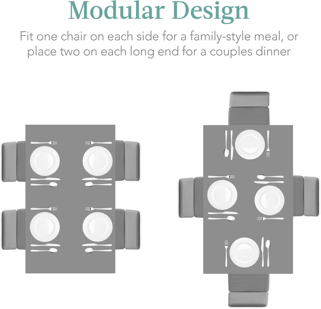 Best Choice Products - Juego de comedor de vidrio de 5 piezas, muebles modernos de mesa de cocina para comedor, comedor, comedor, compacto ahorro de espacio con mesa de vidrio, 4 sillas tapizadas de