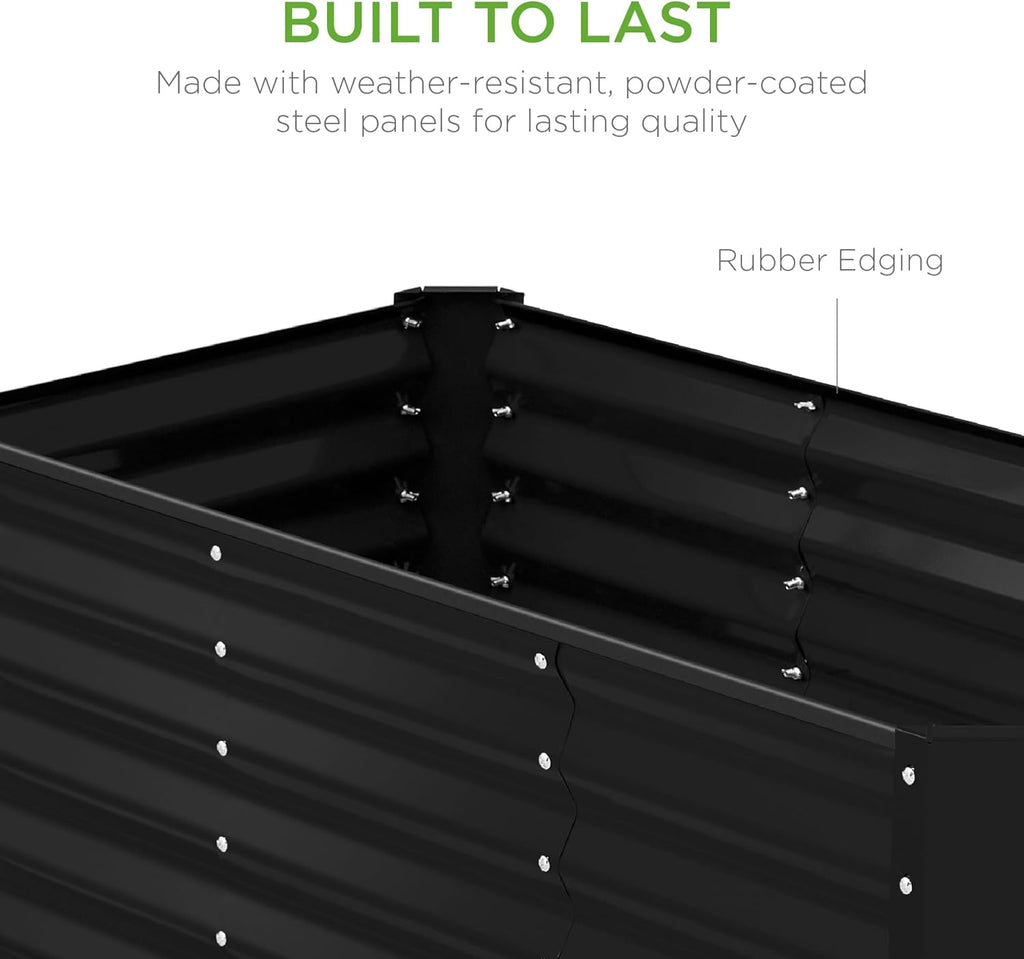 Best Choice Products - Cama de jardín elevada de metal para exteriores, de 4 x 2 x 2 pies, caja de maceta profunda para verduras, flores, hierbas con capacidad de 119 galones, color negro