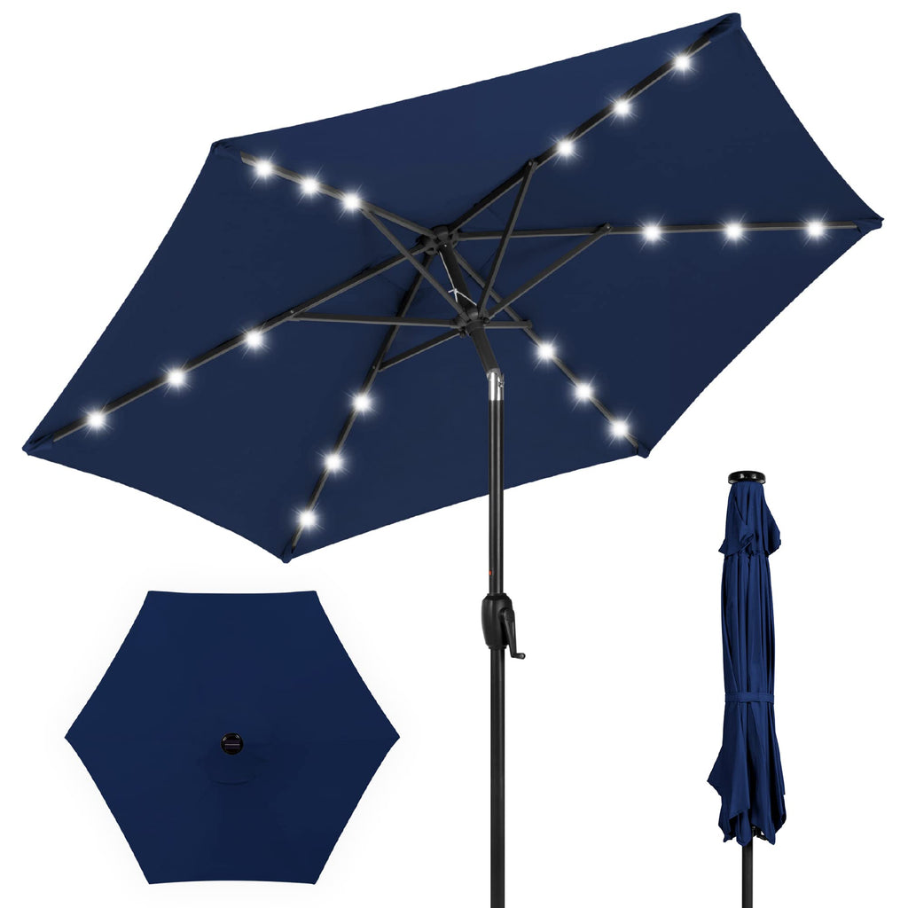 Best Choice Products - Paraguas solar de poliéster con iluminación LED con ajuste de inclinación y tela resistente a los rayos UV