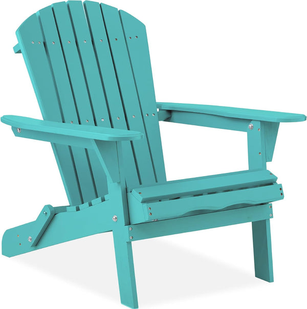 Best Choice Products - Silla plegable Adirondack para exteriores, muebles de madera, sillas de salón para patio, jardín, patio con capacidad de peso de 350 libras, color turquesa oscuro