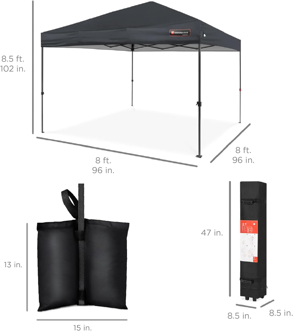 Best Choice Products - Tienda de campaña desplegable de 8 x 8 pies para 1 persona, refugio portátil instantáneo con empuje de 1 botón, estuche, 4 bolsas de peso, color gris