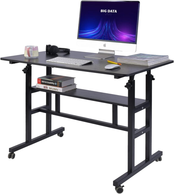 computadora móvil de pie, computadora ajustable para computadora portátil con ruedas para oficina en casa, estación de trabajo para computadora, mesa alta portátil para estar de pie o sentado,