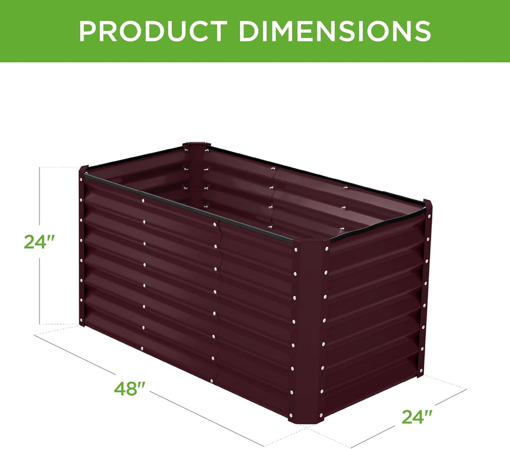 Best Choice Products - Cama de jardín elevada de metal para exteriores, de 4 x 2 pies, caja de macetas de raíces profundas para verduras, flores, hierbas con capacidad de 119 galones, color burdeos