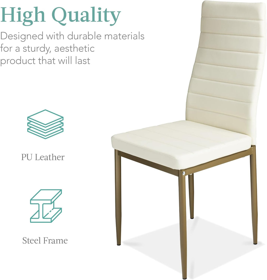 Best Choice Products - Juego de comedor de vidrio de 5 piezas, muebles modernos de mesa de cocina para comedor, comedor, comedor, compacto ahorro de espacio con mesa de vidrio, 4 sillas de poliuretano