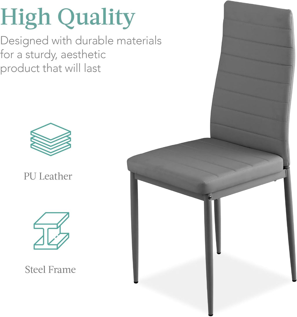 Best Choice Products - Juego de comedor de vidrio de 5 piezas, muebles modernos de mesa de cocina para comedor, comedor, comedor, compacto ahorro de espacio con mesa de vidrio, 4 sillas tapizadas de