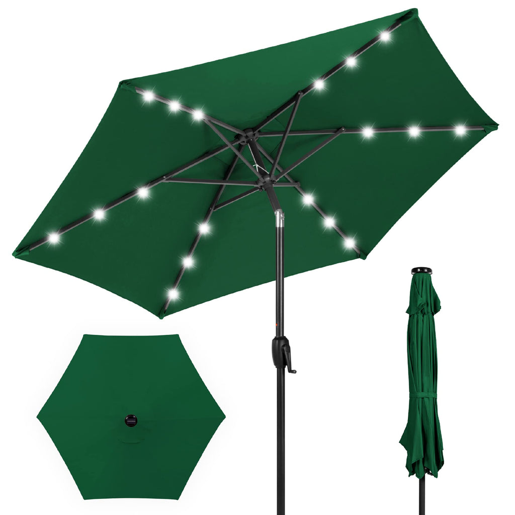 Best Choice Products - Paraguas solar de poliéster con iluminación LED con ajuste de inclinación y tela resistente a los rayos UV