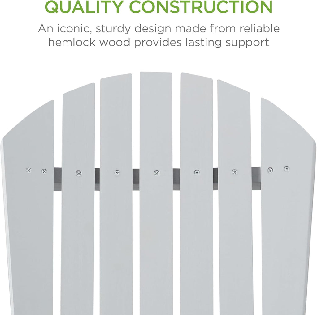 Best Choice Products - Silla Adirondack de madera de cicuta, plegable, clásica, gris, para exteriores, patio, jardín, relajación, 350 libras, SKY6841