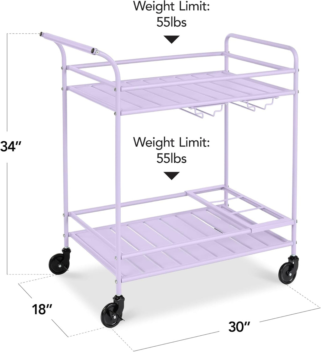 Best Choice Products - Carrito de bar móvil para exteriores, carrito de servicio de bar para el hogar, mesa auxiliar para barbacoa con almacenamiento de 2 niveles, estante para vino, ruedas con